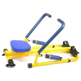 kids rowing machine in yellow and blue