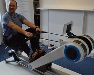 Roy Palmer on the Float Rower rowing machine
