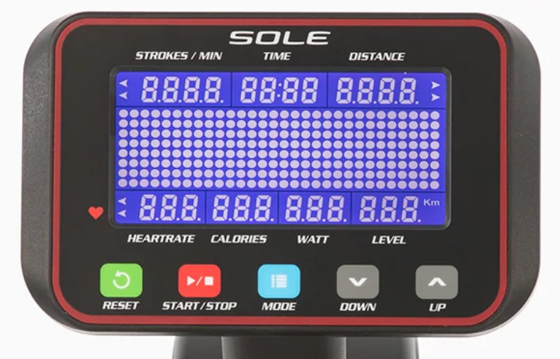 Sole SR500 rowing machine display and console