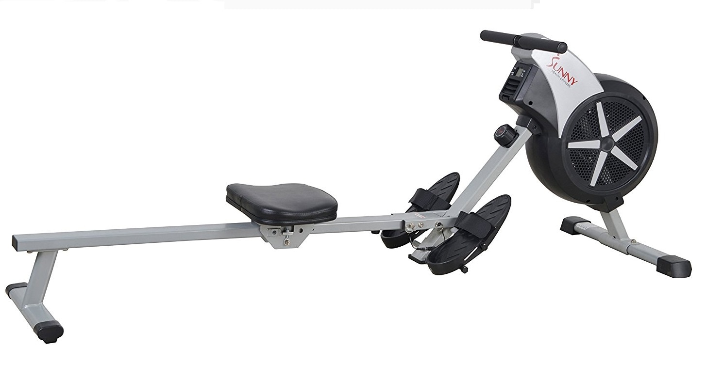 Side view of the Sunny Health & Fitness SF-RW5633 air rowing machine