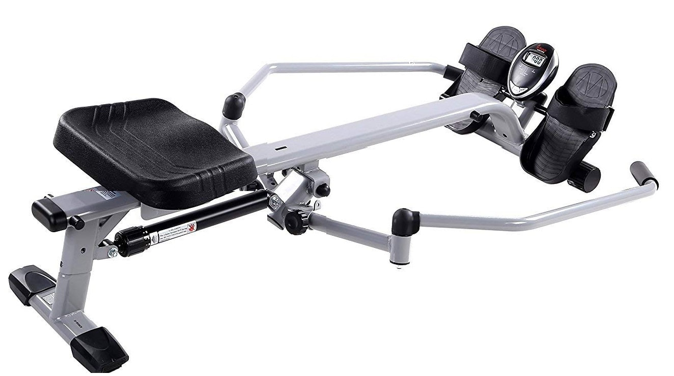 Side view of the Sunny Health & Fitness SF-RW5639 full motion rowing machine